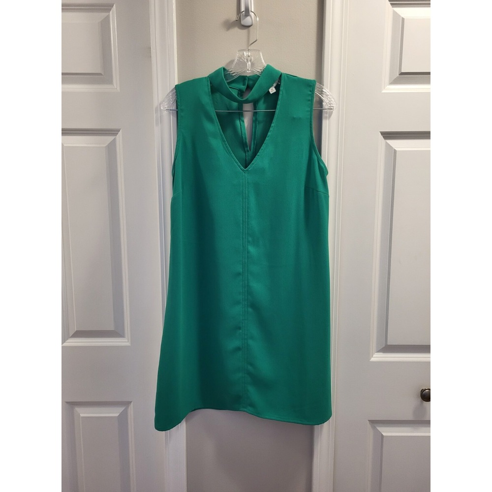 JACK BY BB DAKOTA Green Dress‎ High Neck Low V Sheath Polyester sz Medium